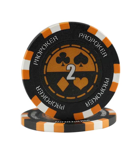 Pro Poker clay chip orange (2), roll of 25